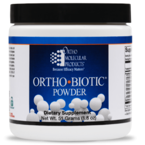 Ortho Biotic® PowderOrtho Biotic® includes a carefully assembled cast of probiotic organisms to support microflora balance and maintain a healthy environment for vitamin uptake and optimal immune function.